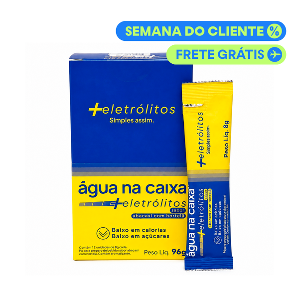 Display com 12 Sachês de Eletrólitos em pó sabor Abacaxi com Hortelã - Água na Caixa +Eletrólitos®