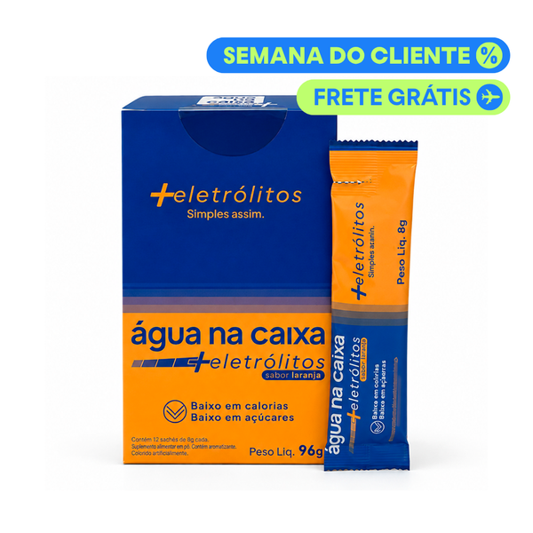 Display com 12 Sachês de Eletrólitos em pó sabor Laranja - Água na Caixa +Eletrólitos®