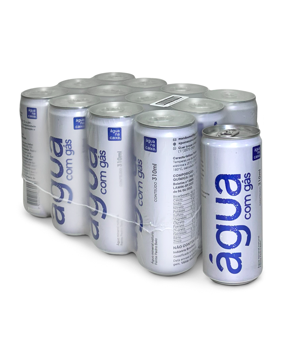 Água na Caixa® com gás na lata - Água mineral - pacote c/ 12 unidades