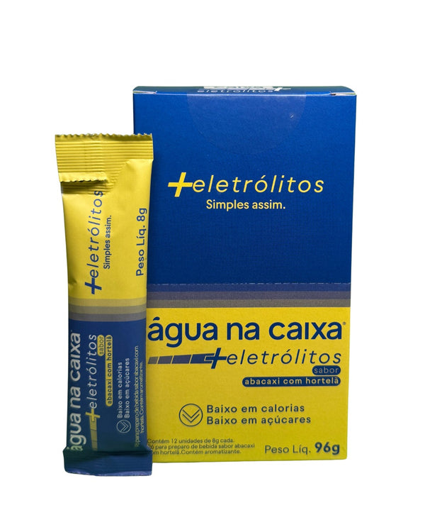 Sachê de Eletrólitos em pó sabor abacaxi com Hortelã - Água na Caixa +Eletrólitos®
