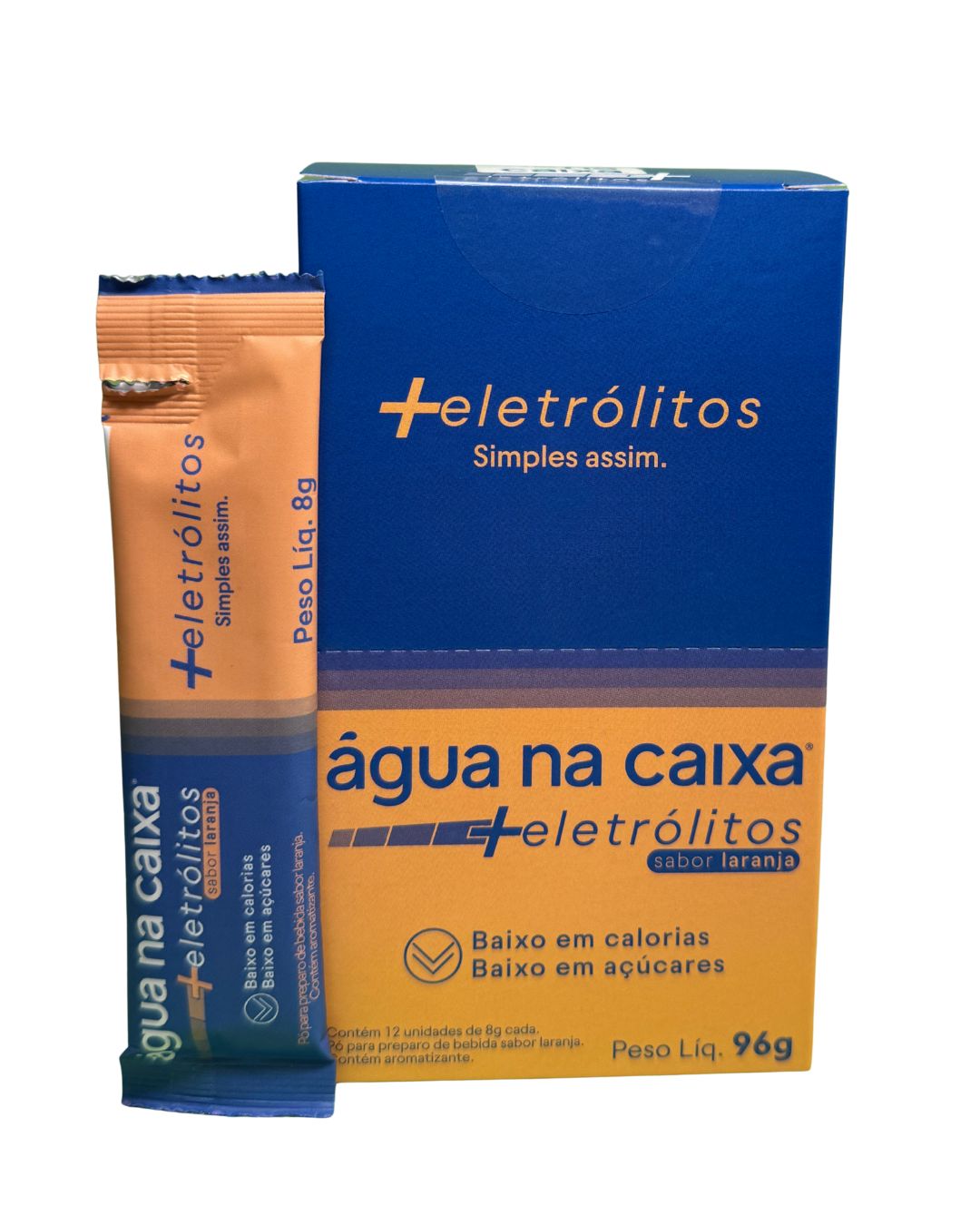 Sachê de Eletrólitos em pó sabor Laranja - Água na Caixa +Eletrólitos®
