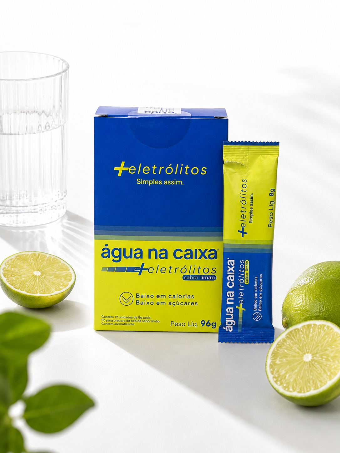 Display com 12 Sachês de Eletrólitos em pó sabor Limão - Água na Caixa +Eletrólitos®