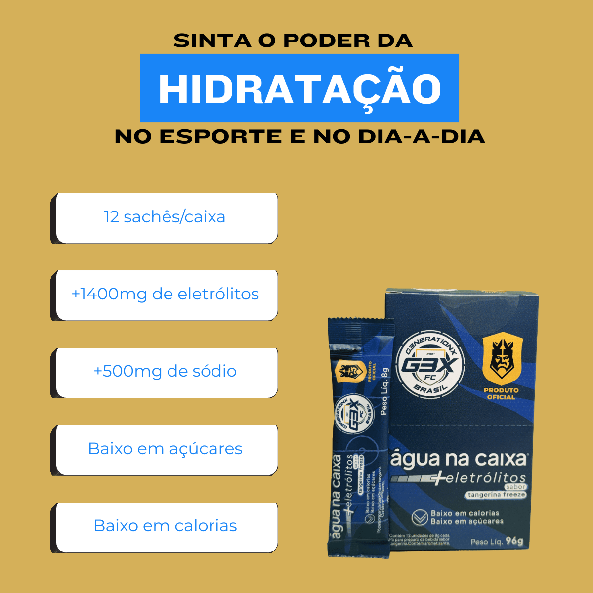 Água na Caixa +Eletrólitos® - Repositor de Eletrólitos em pó G3X